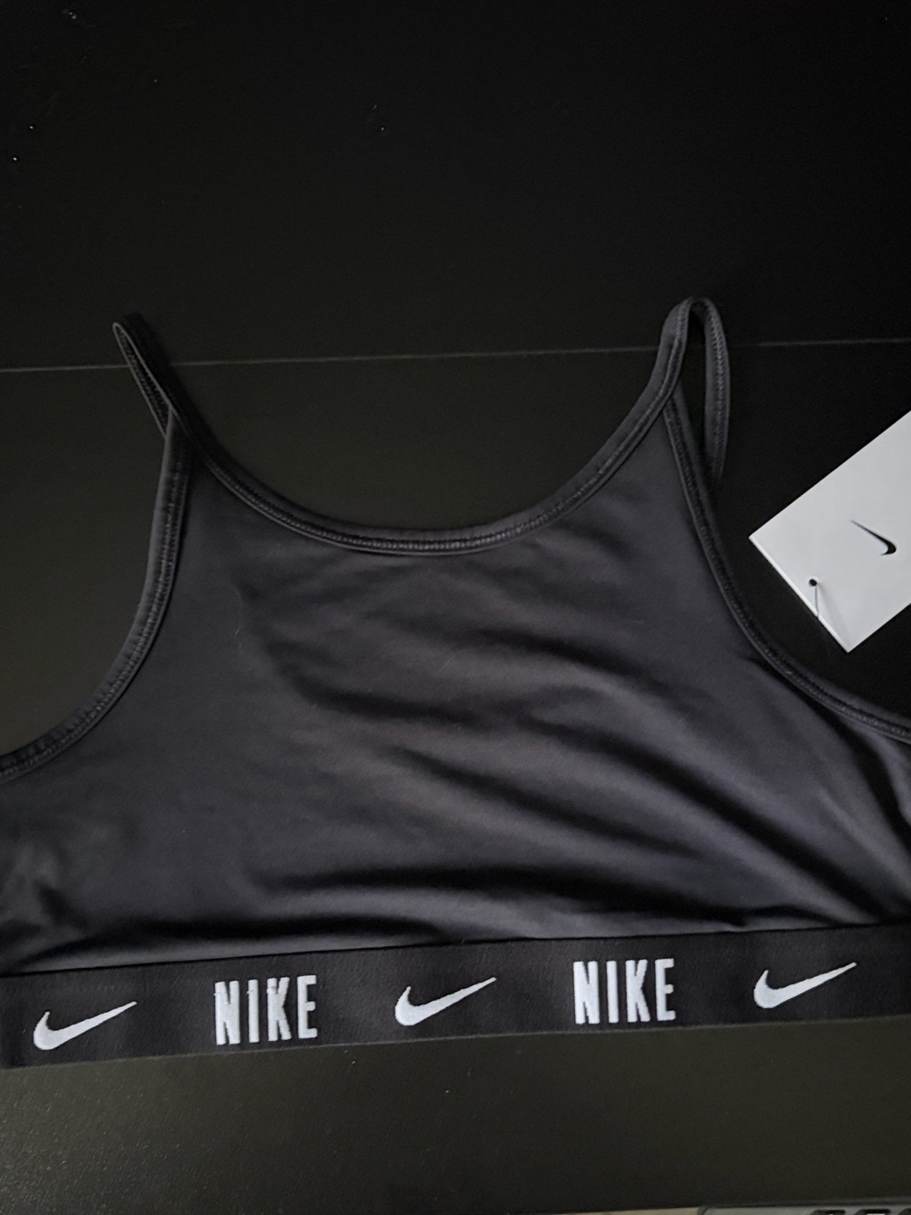 Nike Black Crop Sports Bra with Branded Elastic